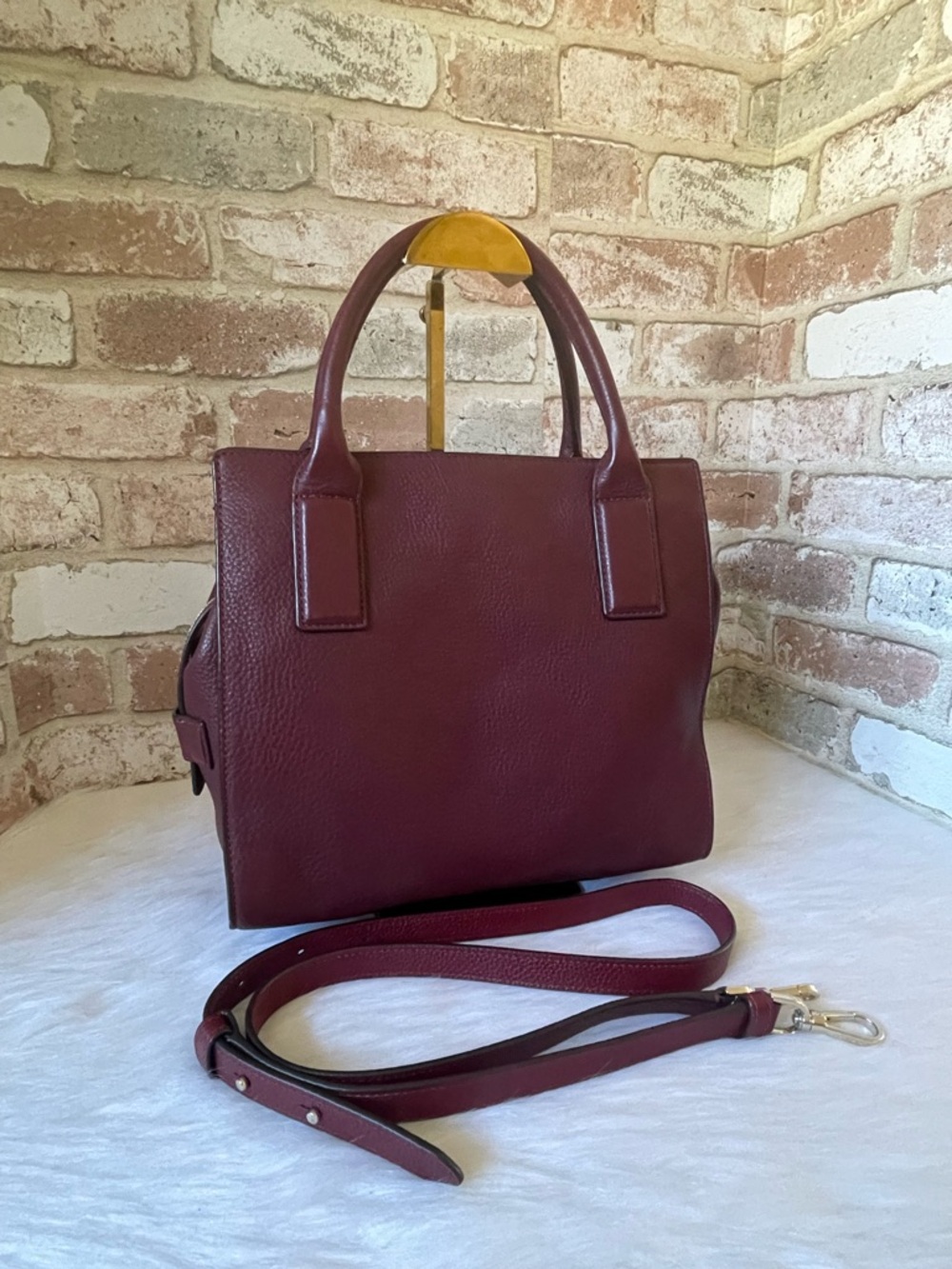 Michael Kors Burgundy Leather Satchel with Gold Hardware - Picture 2 of 13
